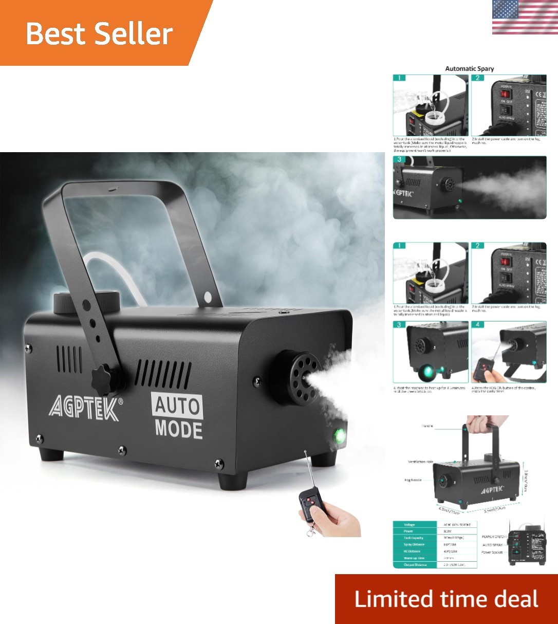 500W Smoke Machine with Manual and Automatic Modes – Perfect for Stage & Parties