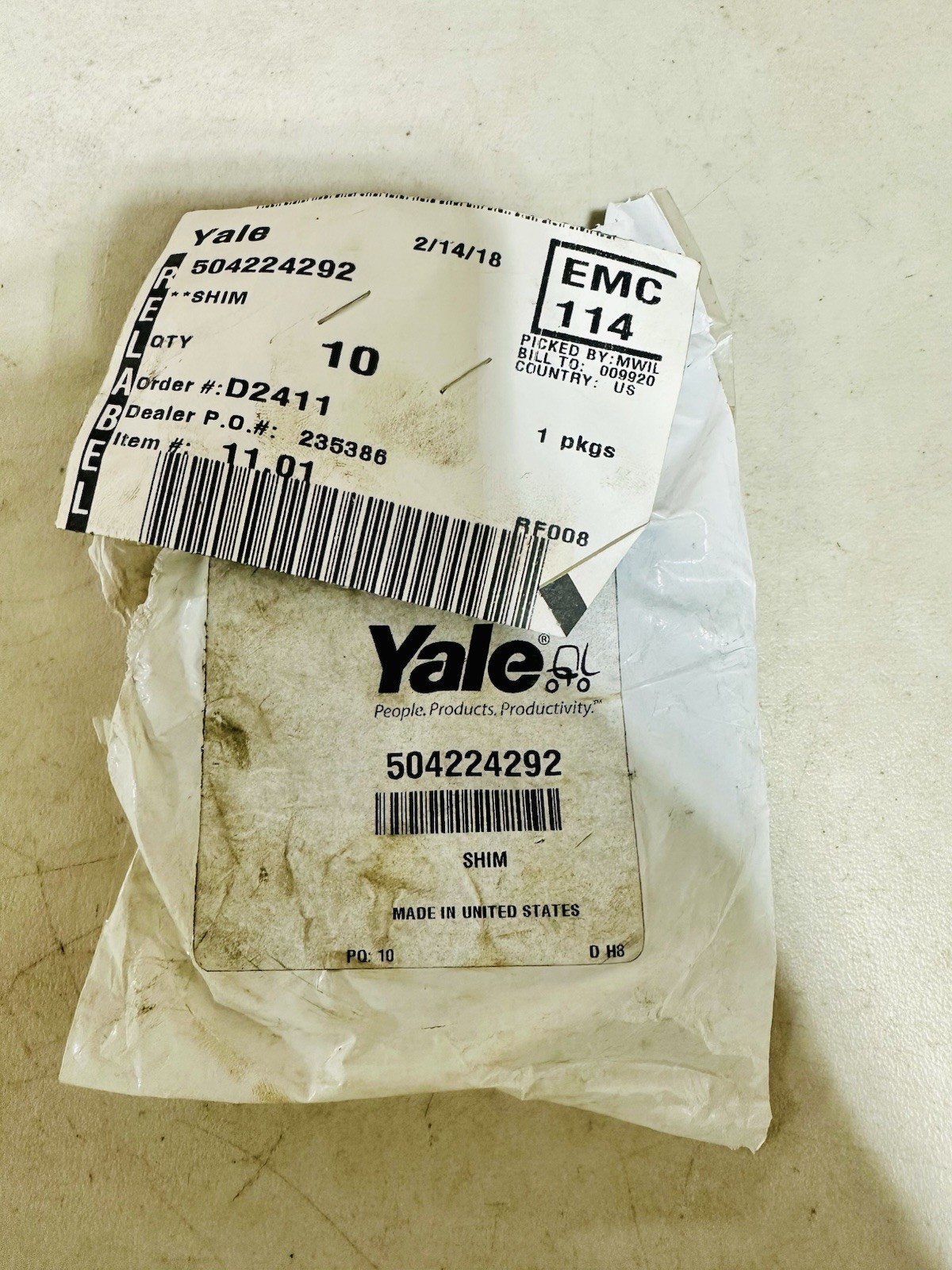 (Qty 10)Yale 504224292 Shim