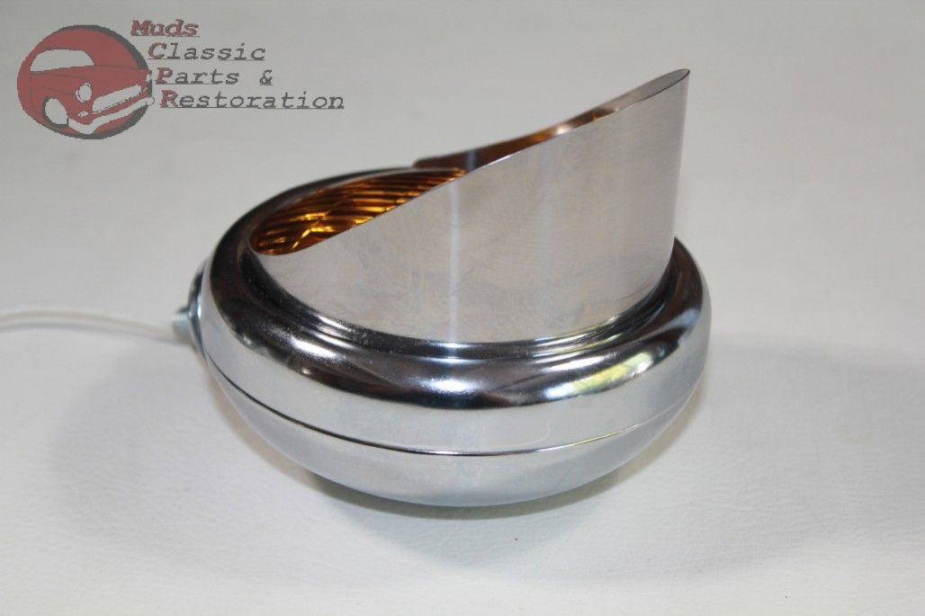 5" Small Chrome Amber Glass Visor Fog Light Lamp 12 Volt Custom Car Pickup Truck