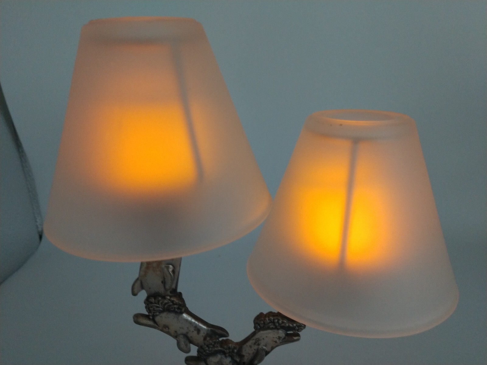 Dolphin Tealight Metal Double Lights Shades 10 inches tall 6 figurines waves