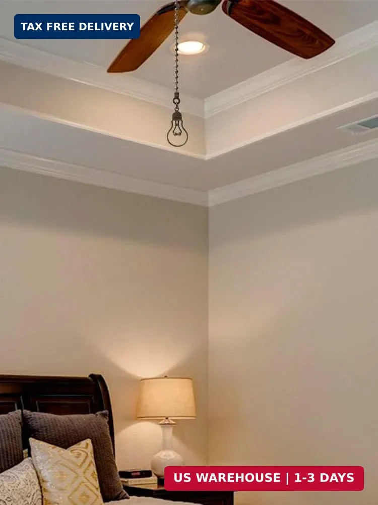 4 Pack Ceiling Fan Pull Chain, 12 Inch Pull Chains Extension, Fan and Bulb Shape