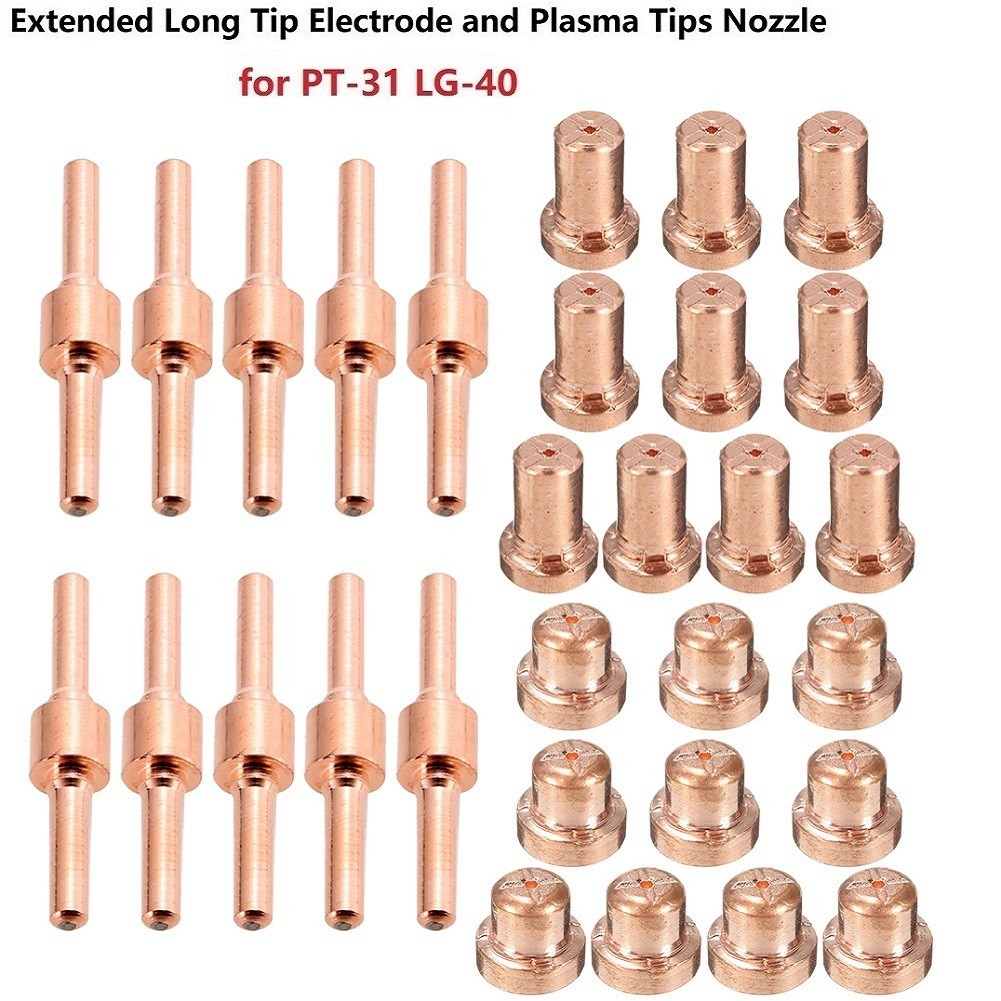 10Pcs Plasma Tips Nozzle 10/15mm Height Electrodes for PT-31 LG-40 Cutting Torch