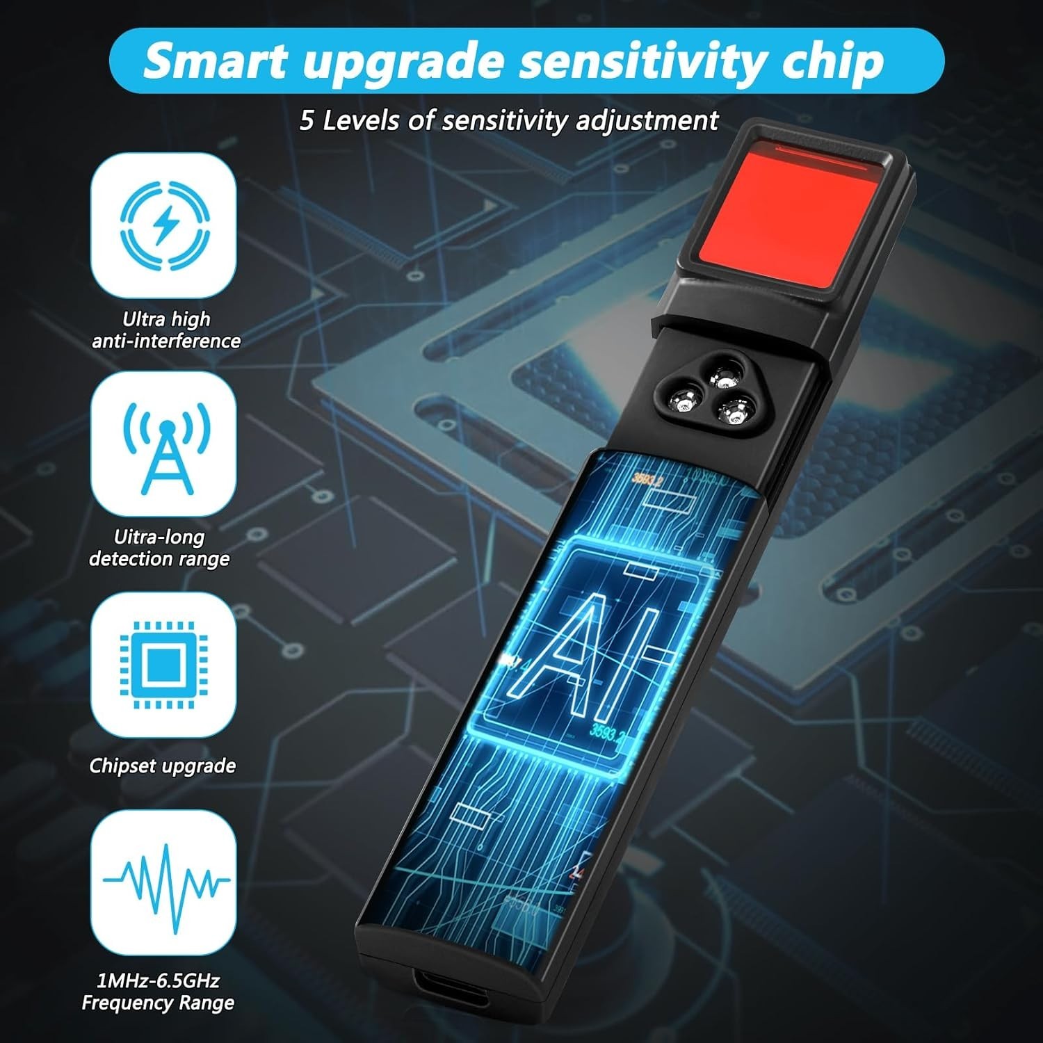 Compact Multi-Purpose Bug Detector & GPS Tracker Finder - Wireless Security