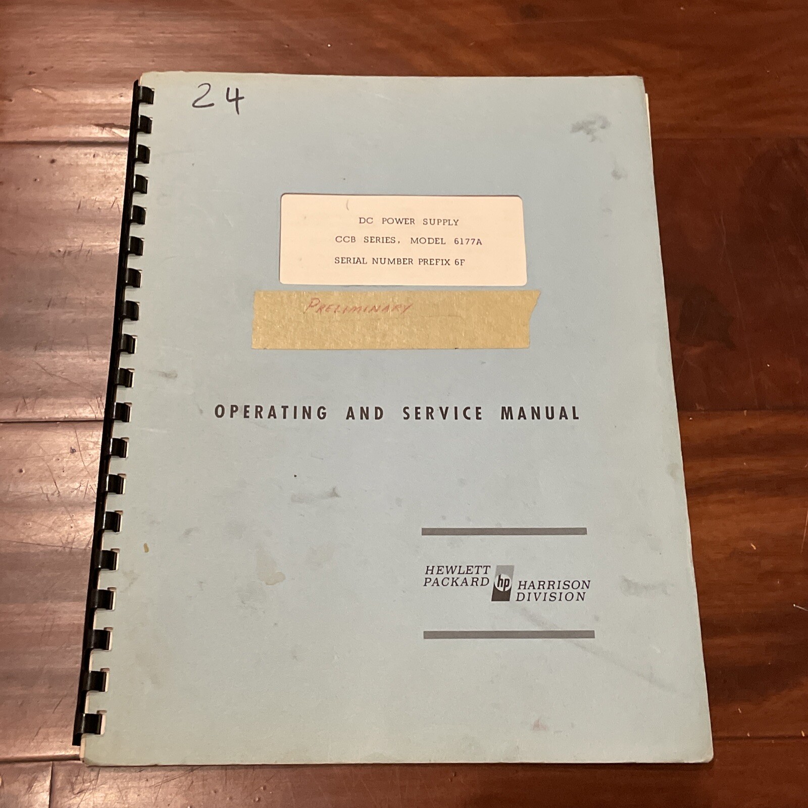 HP 6177A CCB Series DC Power Supply Operating & Service Manual Aug 1966