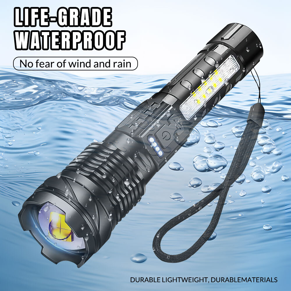 99000000 Lumens Super Bright LED Flashlight Tactical Rechargeable LED Work Light