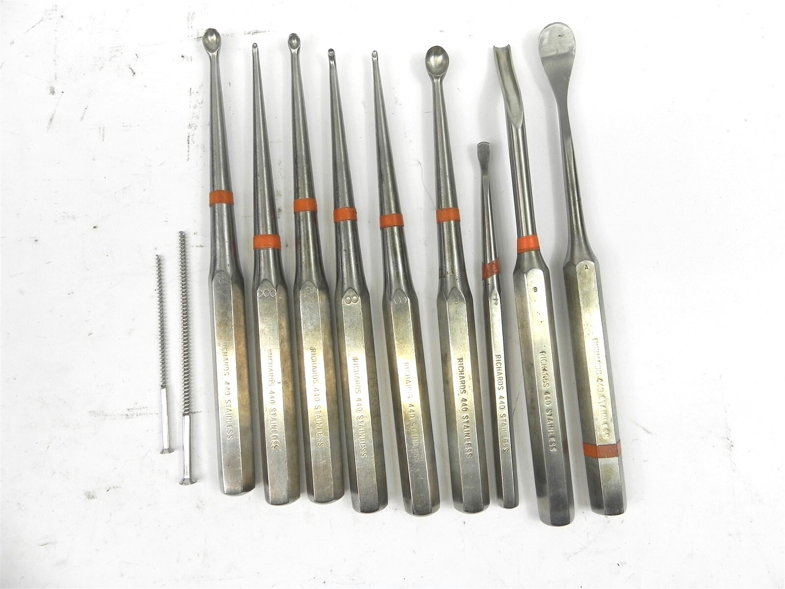 LOT OF VTG RICHARDS 440 STAINLESS ORTHOPEDIC OSTEOTOME PERIOSTEAN SURGICAL TOOL
