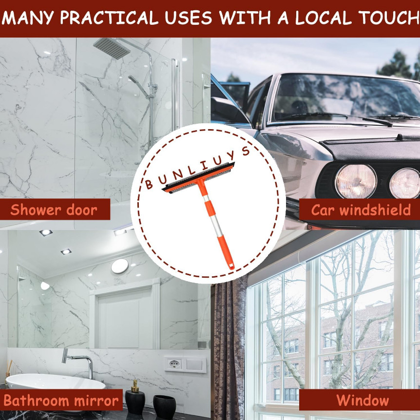 Windshield Cleaner Tool 2 in 1 Car Window Squeegee with Extendable Handle