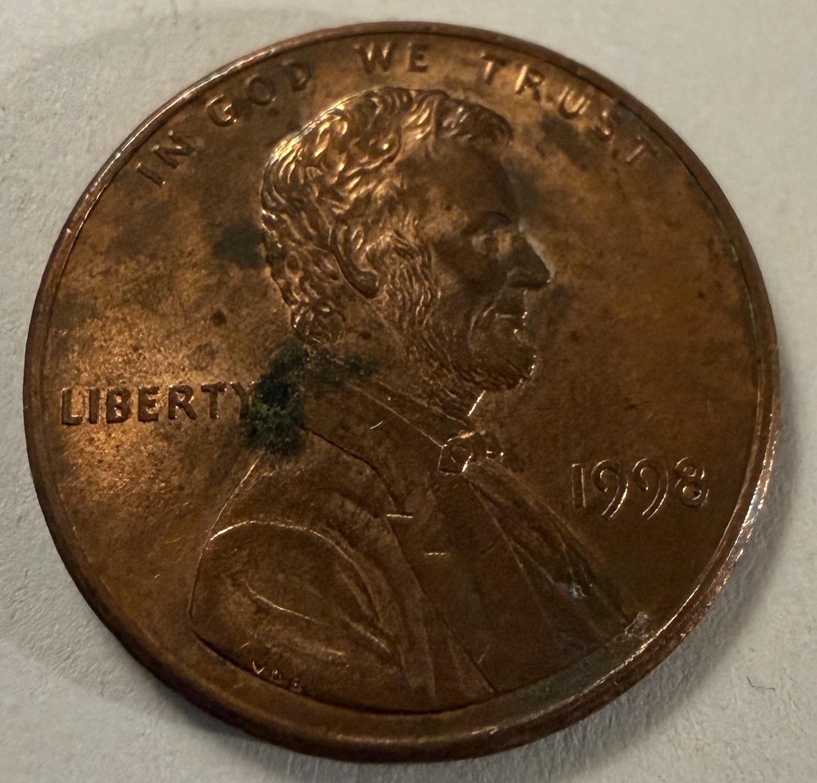 1998 Lincoln Memorial Penny No Mint Mark (#655)