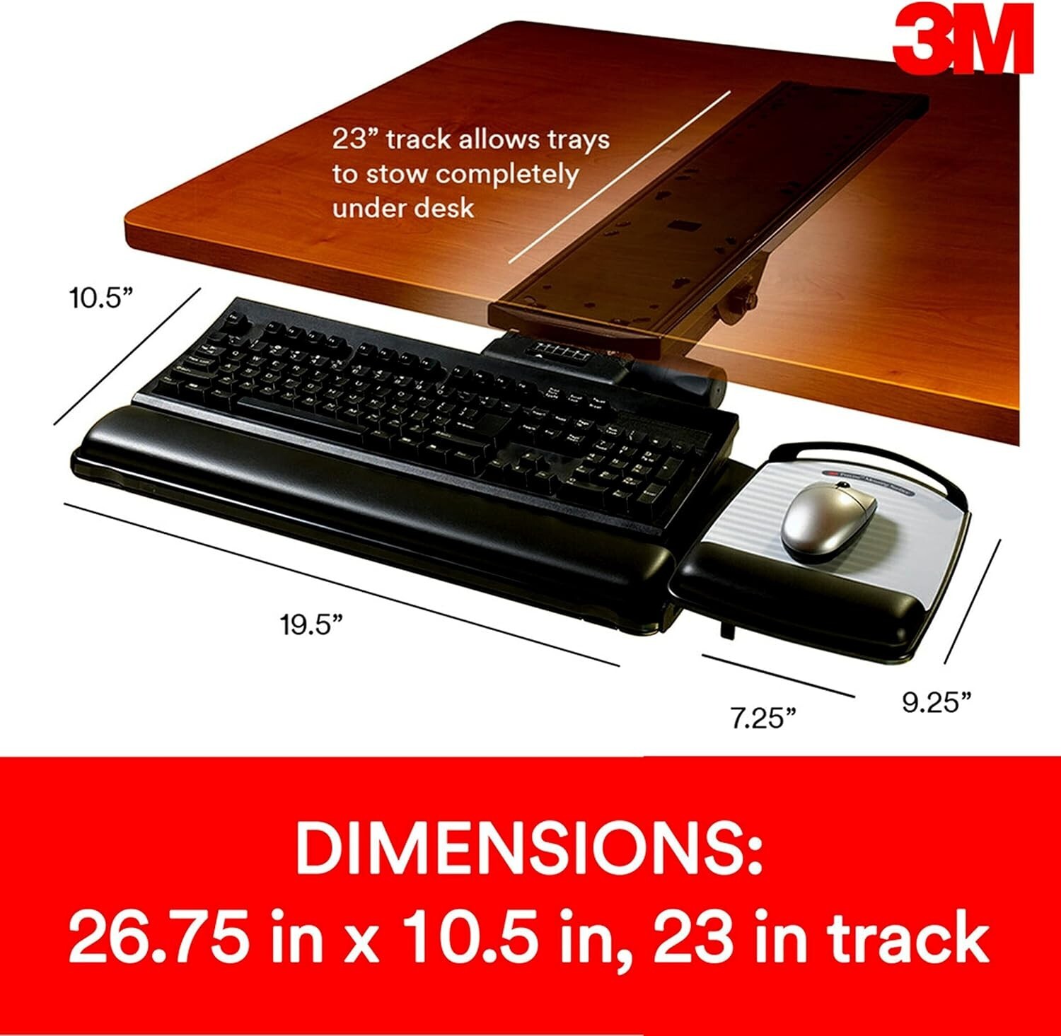 3M DISPLAY MATERIALS AND SYSTE AKT180LE ADJUSTABLE KEYBOARD TRAY