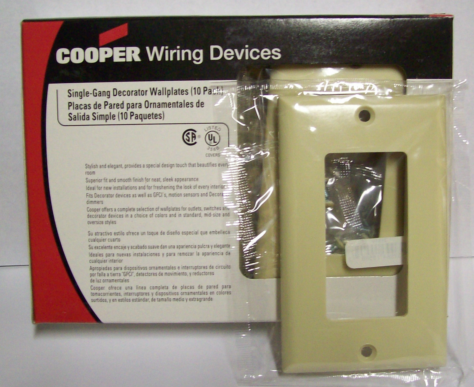 Box /  Lot  of 20  Ivory Cooper 1-Gang Standard / GFI / GFCI Switch Wall Plates