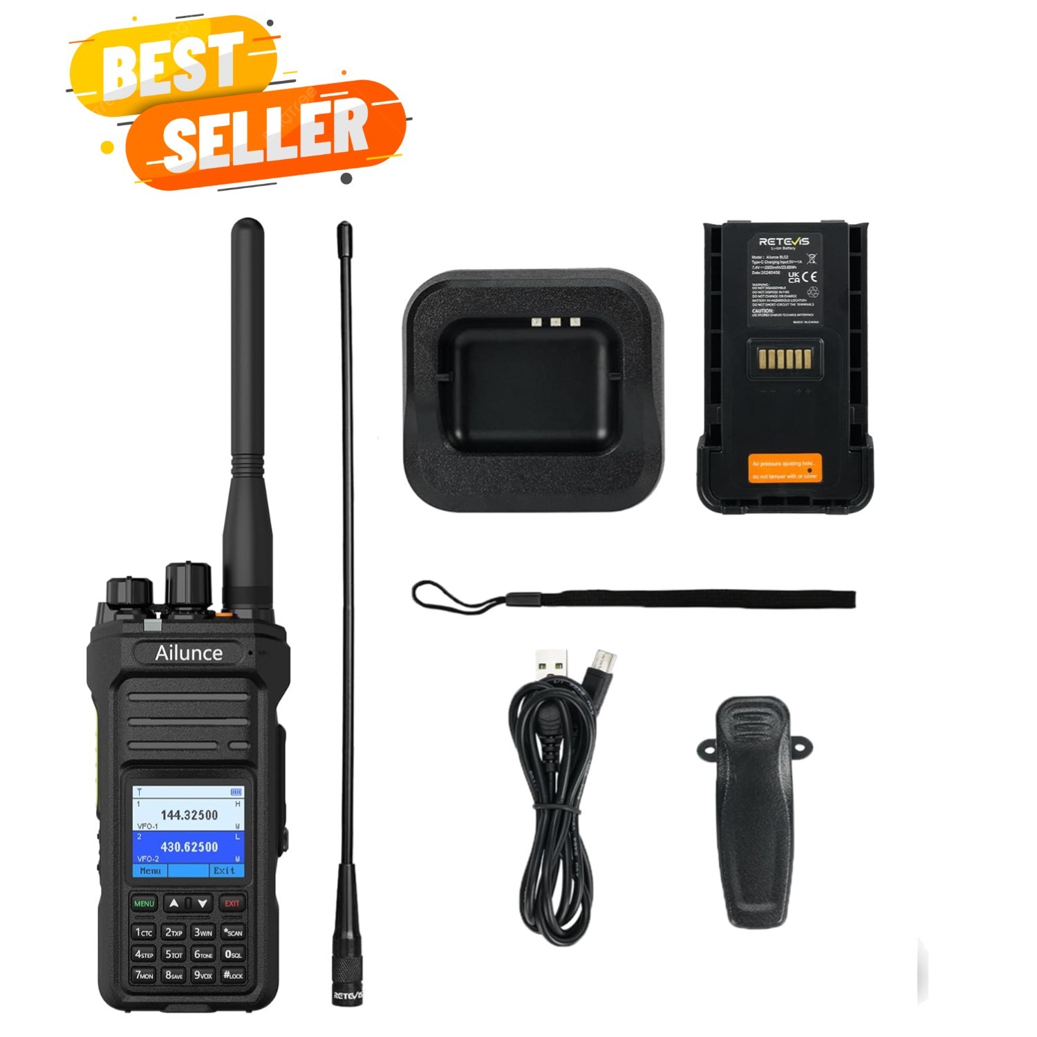 Ailunce HA1UV Handheld Ham Radio,  Waterproof, Dual Band Radio with Whip Ante...