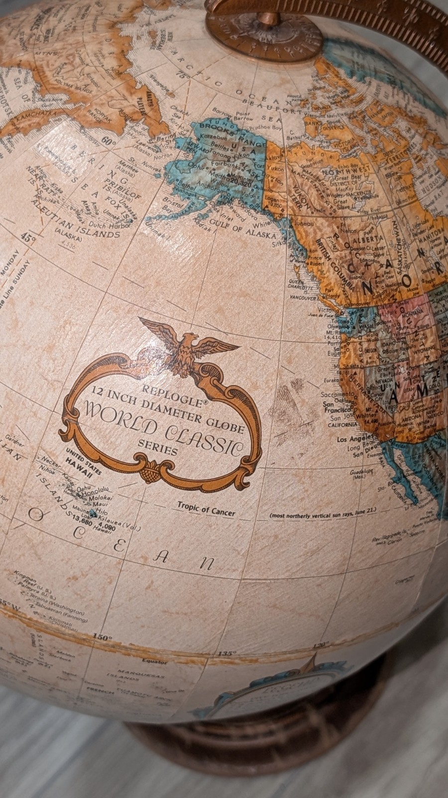 Vintage Replogle 12” World Classic Series Globe Raised Relief Mid-century Map