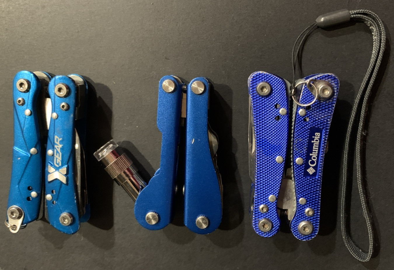 Columbia X Gear Blue Multi-Tool LED Light Lot Of 3 USED