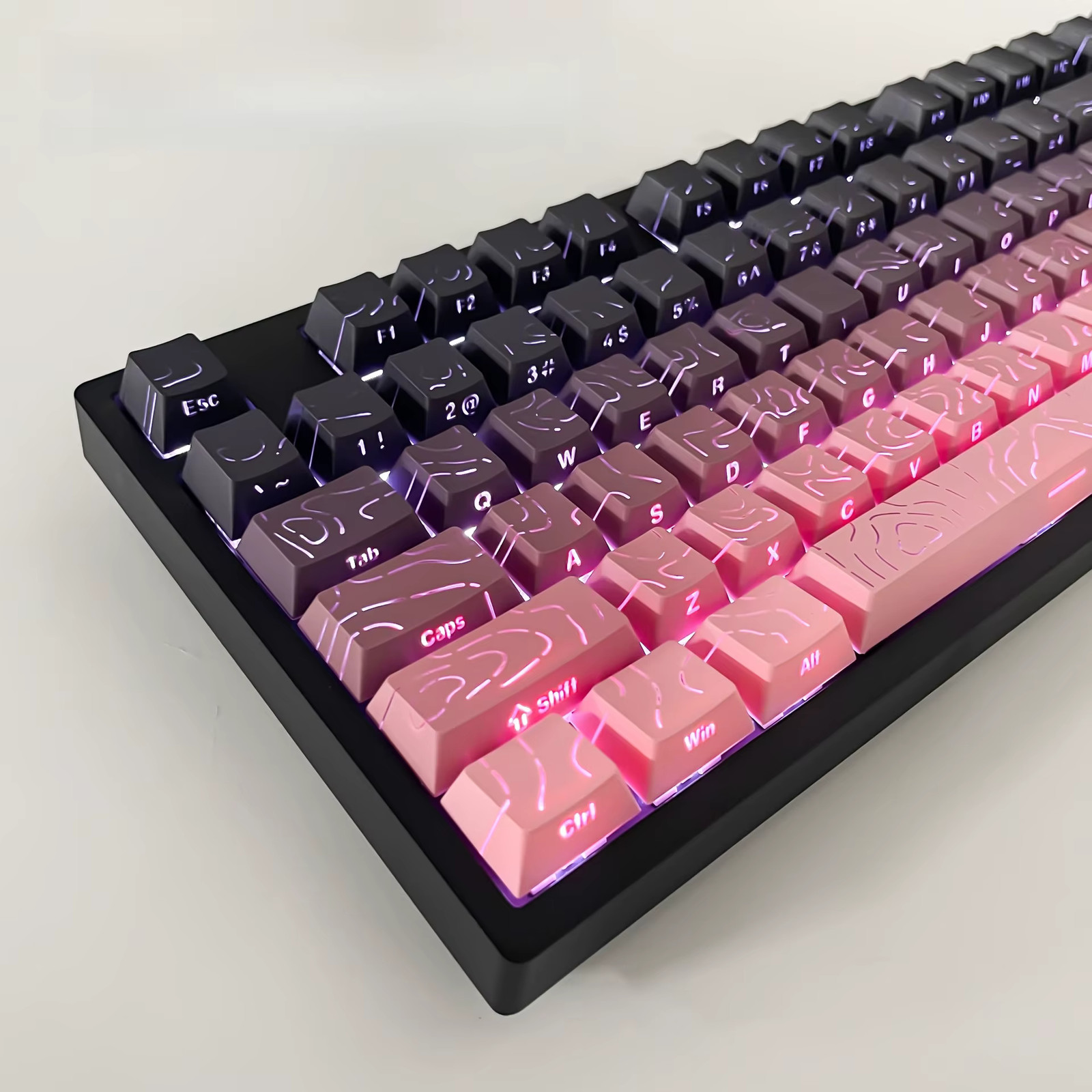Gradient Side Print PBT Keycaps Shine Through Cherry Profile 133 Keys Purple