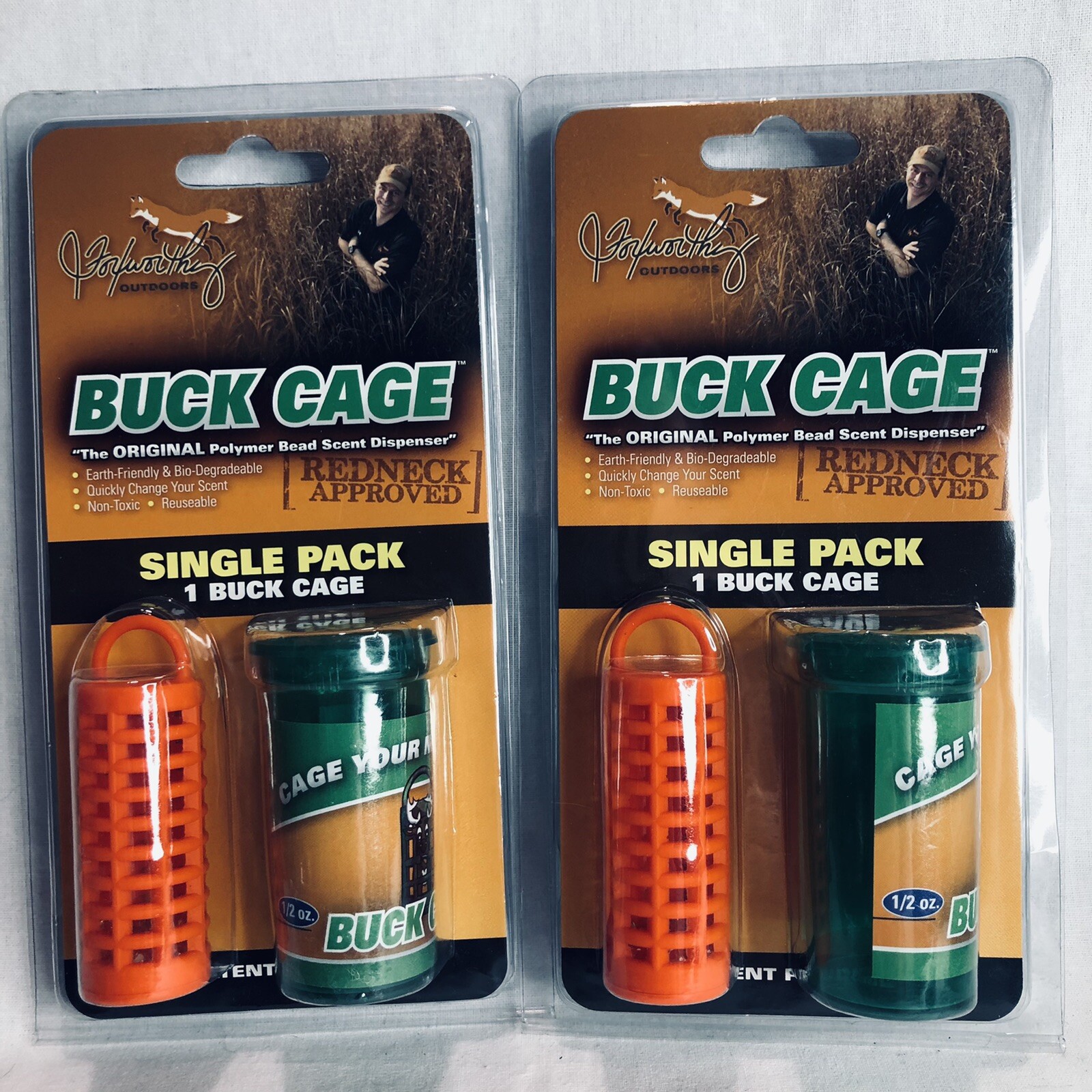 Buck Cage Polymer Bead Scent Dispenser Foxworthy Outdoors Two Packs Orange