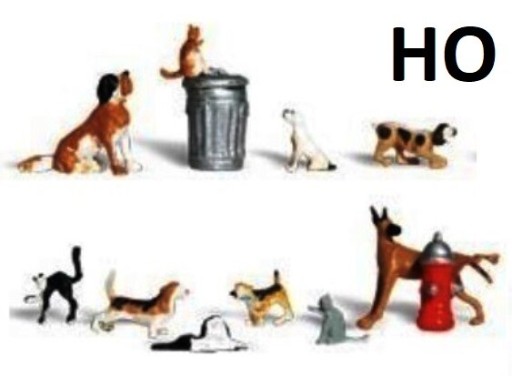 HO - Dogs & Cats - hand-sculpted, Woodland Scenics, WOO-A1841