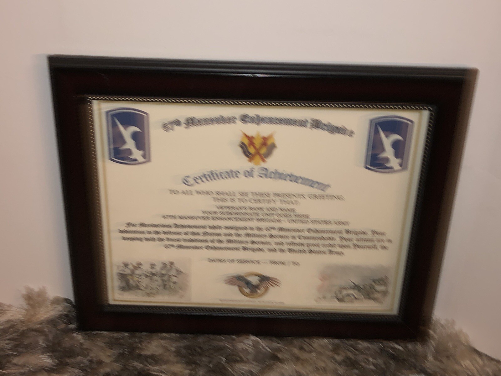 67TH MANEUVER ENHANCHMENT BRIGADE - COA / (COMMEMORATIVE CERTIFICATE)