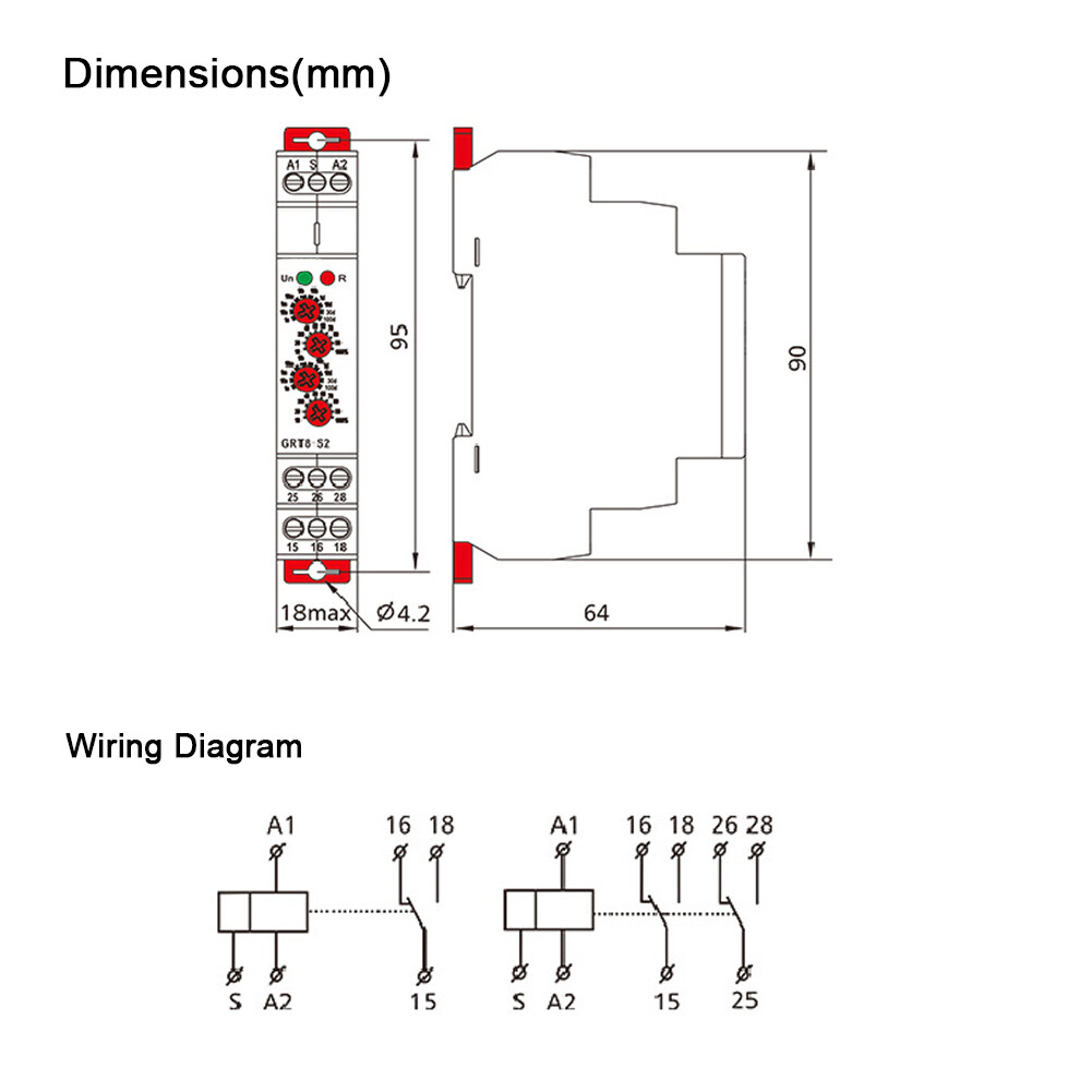 GRT8-S2 ON/OFF Repeat Cycle Timer Relay DIN Rail Asymmetric Cycle Timer Relay