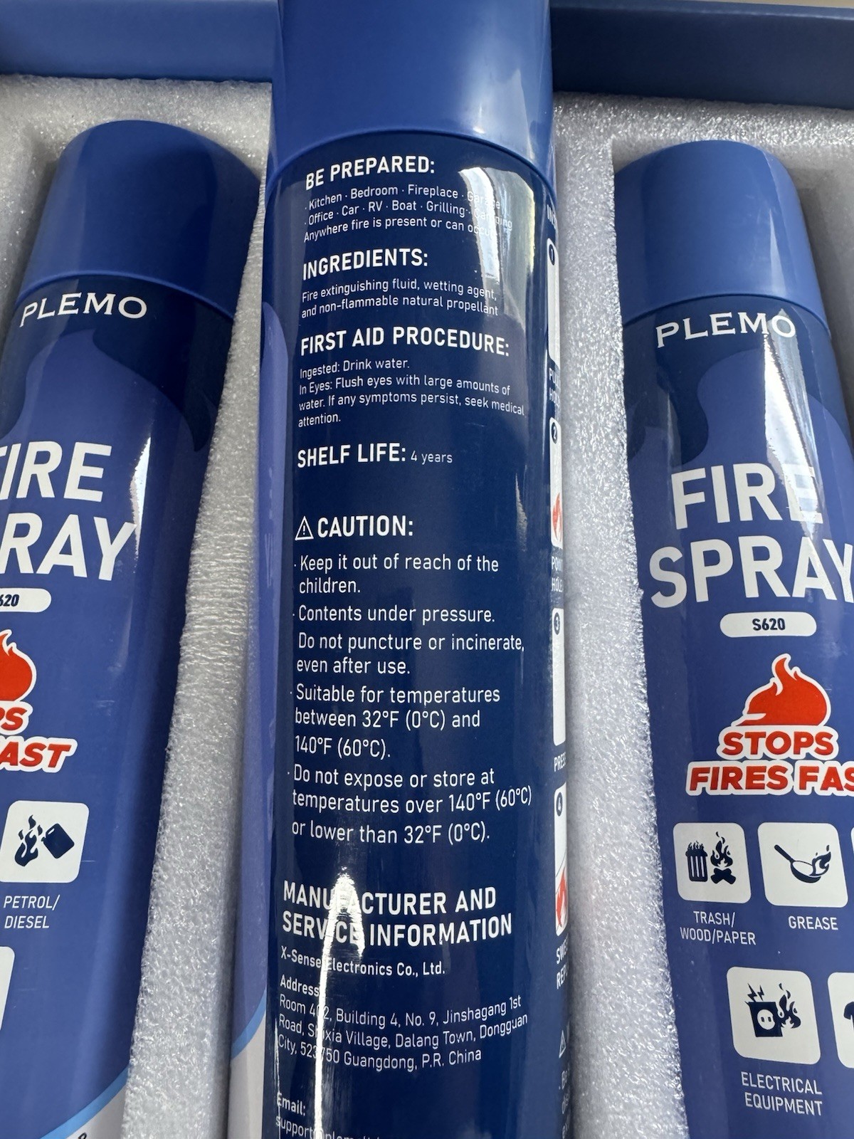 3 Pack PLEMO Fire Extinguisher Aerosol Fire Spray Multi Purpose New