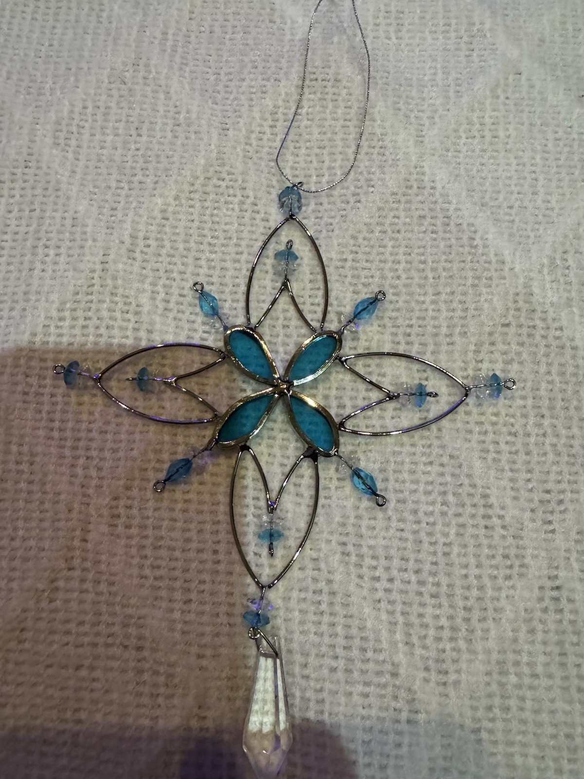 2 Snowflake Sun Catchers Teal Aqua