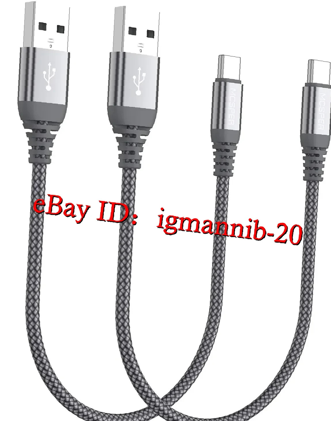 SHORT USB C CABLE 0.5FT 2-PACK FAST CHARGING NYLON BRAIDED FOR IPHONE 15/16 SAMS