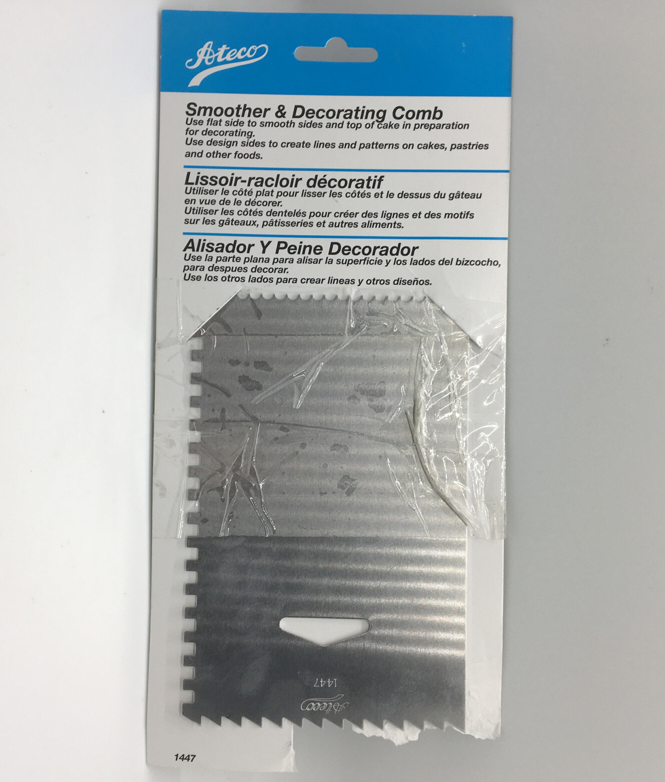 Ateco Decorating Comb & Icing Smoother, 4 Sided Baking Supplies, 6 x 3.75 Used