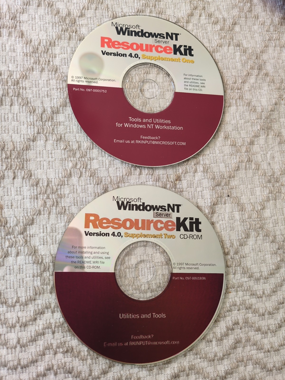 microsoft windows nt server resource kit 4.0 supplements 1 and 2 discs only 1997