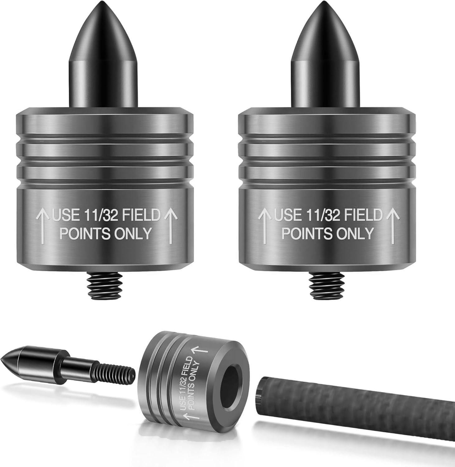 Crossbow Bolt Decocking Heads - 2 Pieces Universal Fit for Hunting and Grey