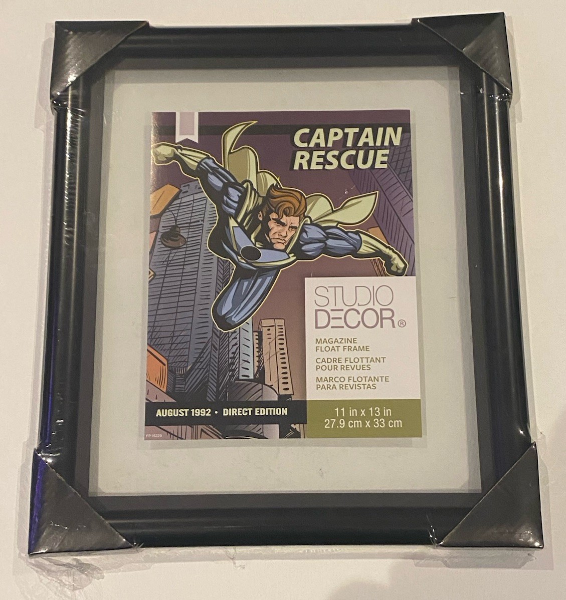 Magazine Comic Book 11" x 13" Float Frame Display Glass Wall Art Frame Black