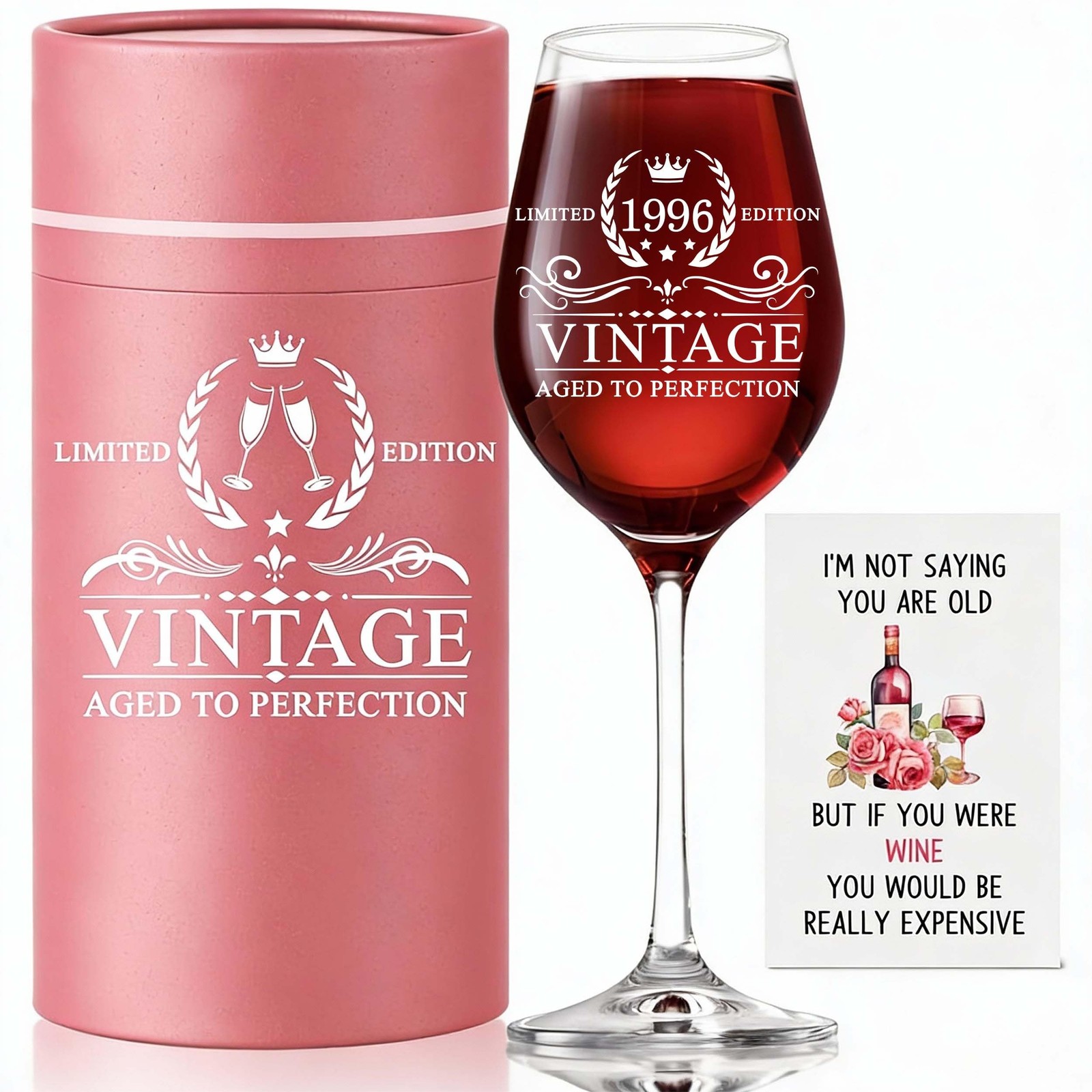 30th Birthday Gifts for Women, 1996 Vintage 18 oz Stemmed Wine Glass, Back in...