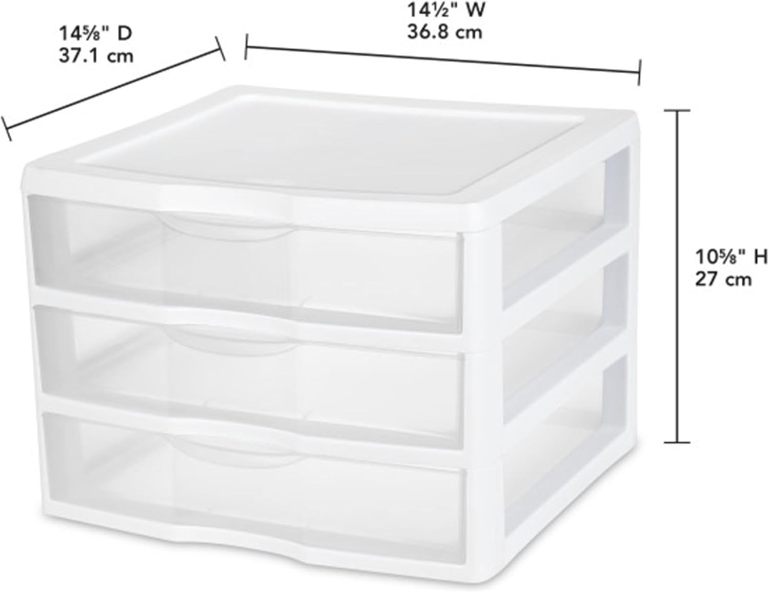 3-Pack Wide 3 Drawer Unit, Plastic Desktop Organizer with Clear Drawers