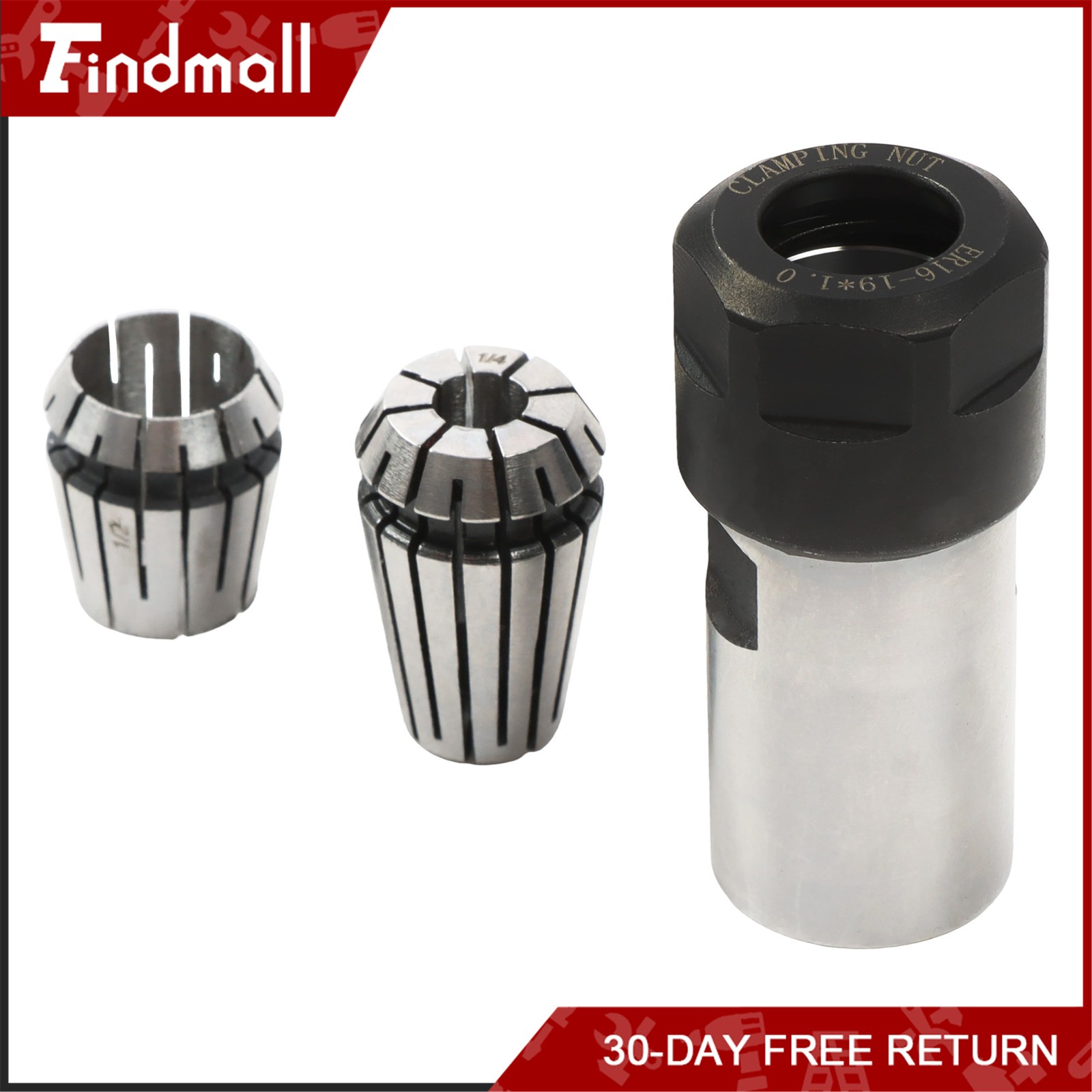 Findmall Angle Grinder Extension Arbor 5/8-11 Thread Kit 1/4" 1/2" Collets