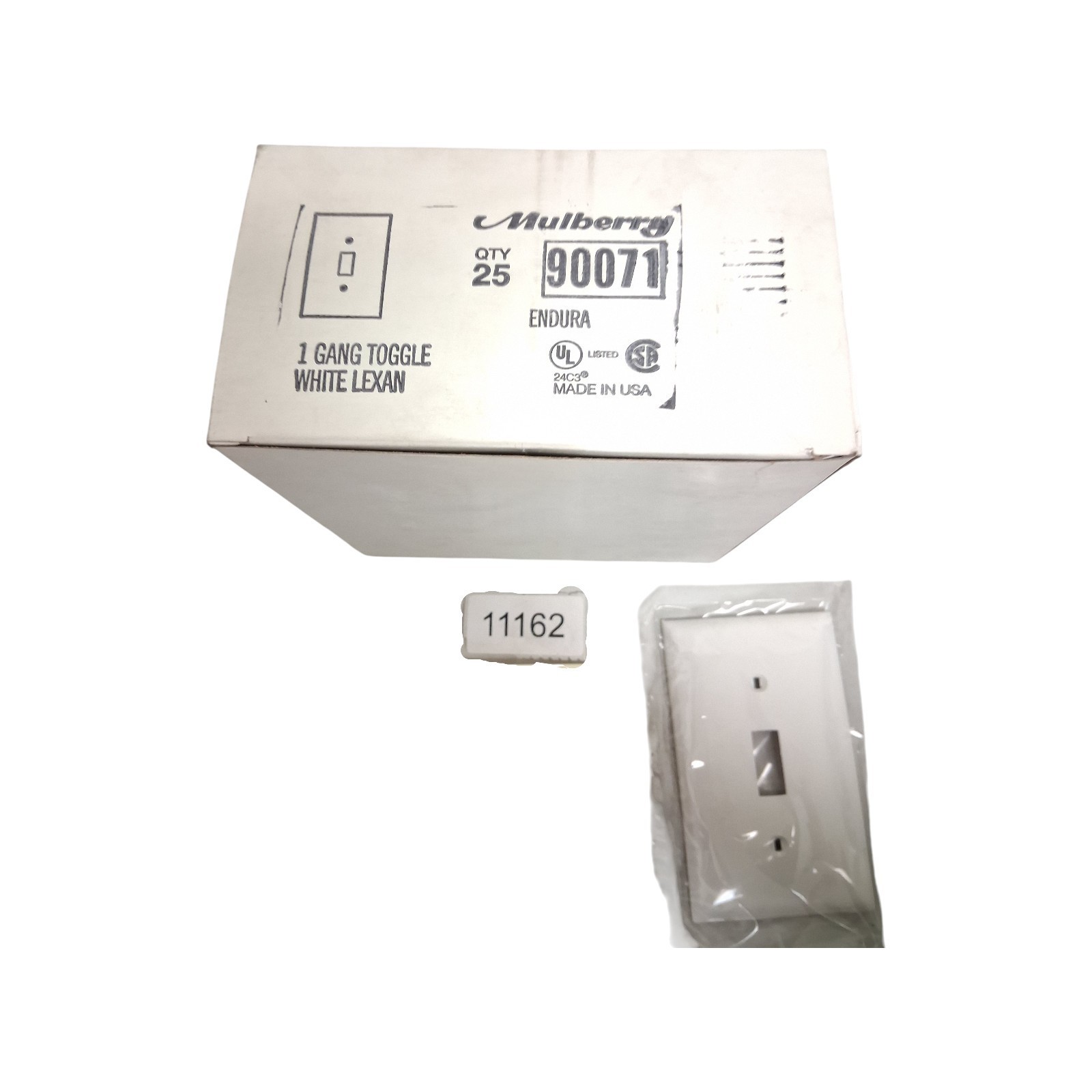 Mulberry 90071 White Lexan 1-Gang Thermoplastic Wallplate Cover Box of 25 New