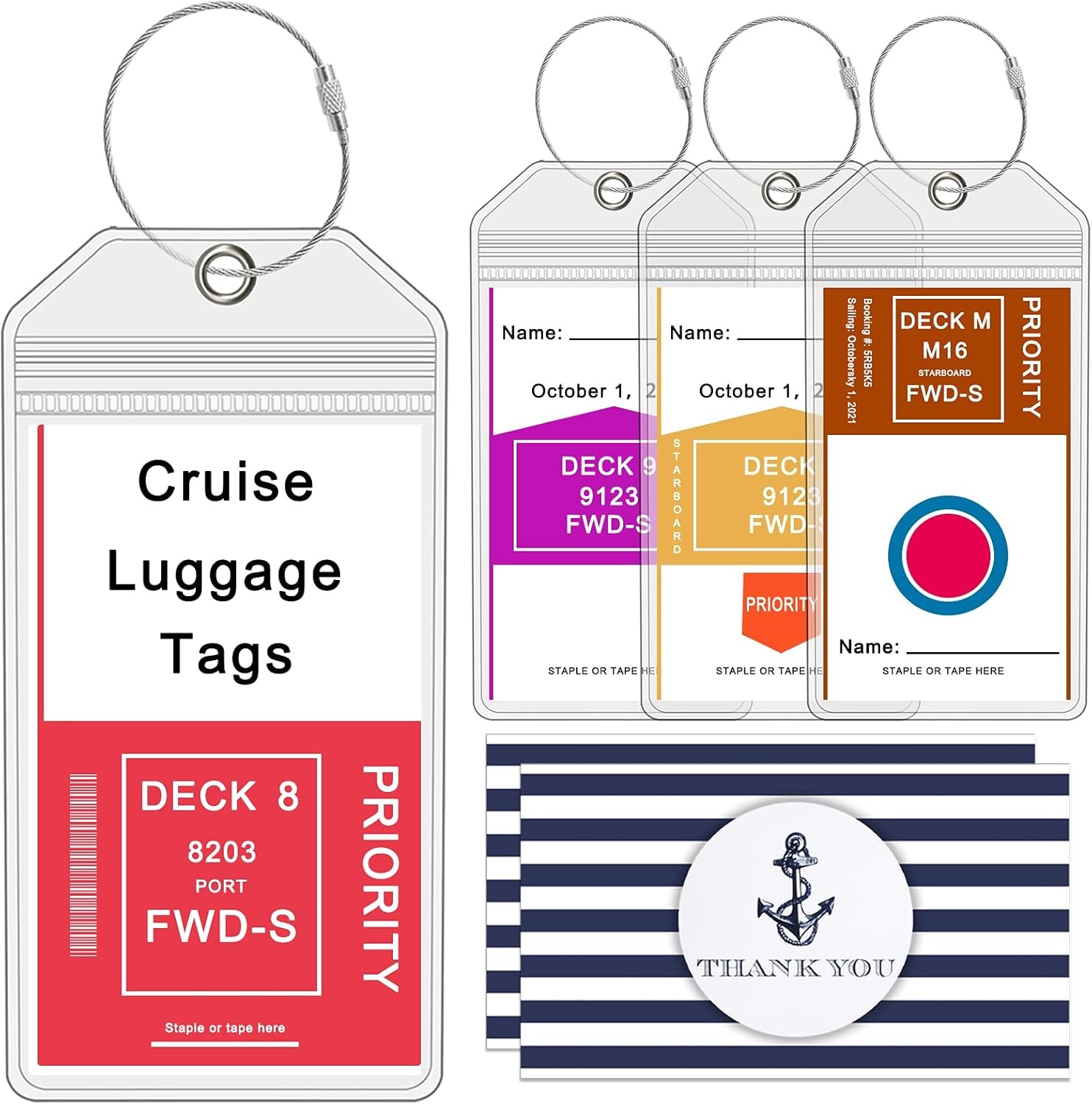 Cruise Luggage Tag Holders for Carnival, Princess & NCL 6.5x3.5 inches, Clear