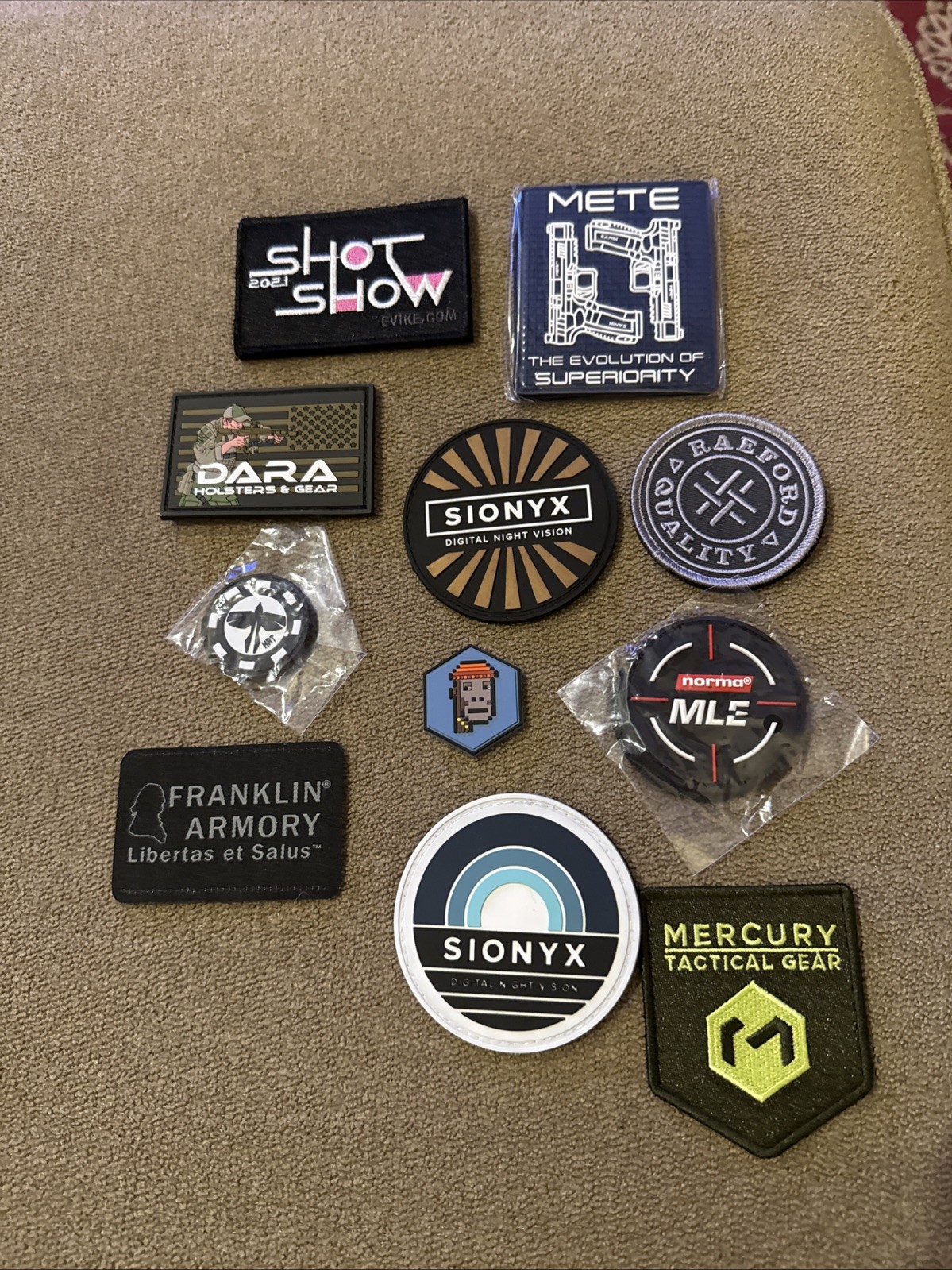 Lot Of 11 Shot Show Las Vegas 2022-2025 Patches Swag  - Norma, Sionyx ++ (#54)