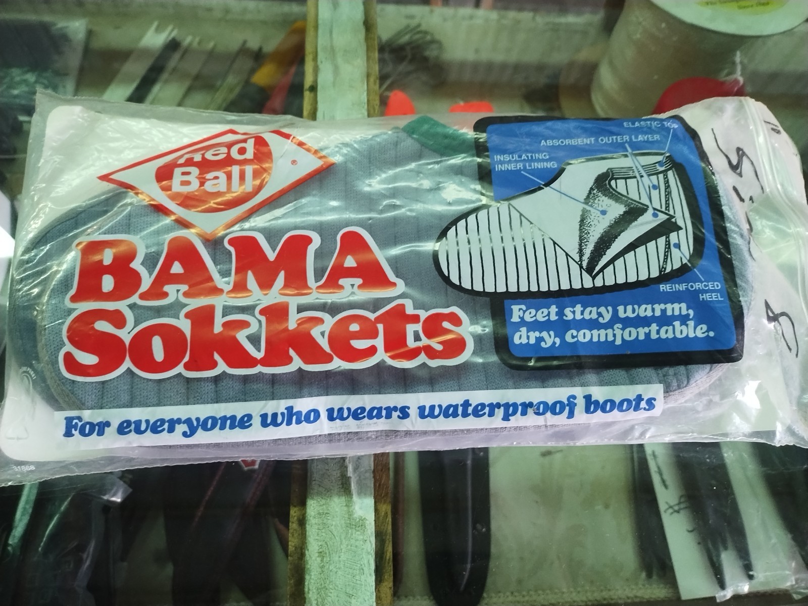 MENS 8 red ball (xtra tuf) bama sokket socks for rubber boots insulated