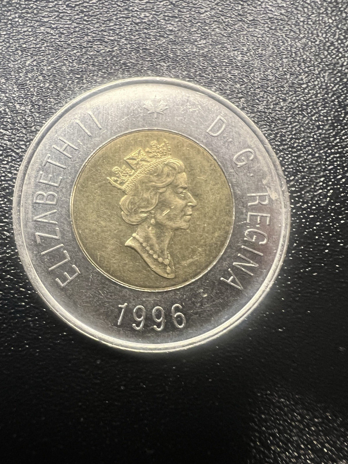 1996  Canadian Toonie 2 dollar coin.  Queen E and Polar Bear.  With Errors Rare