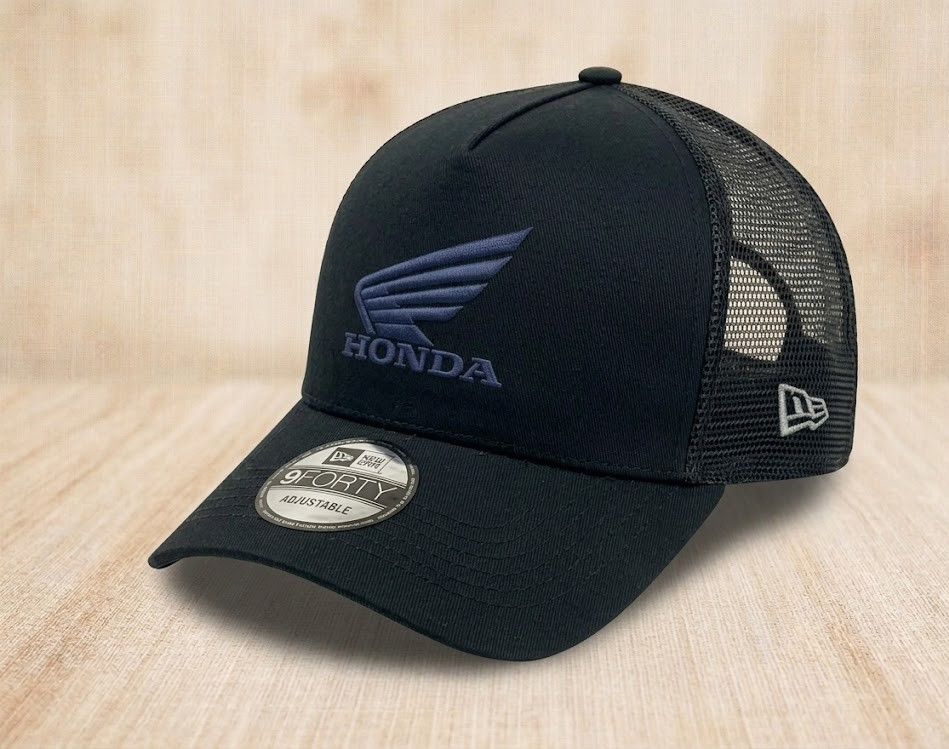Honda Wing Logo Black Baseball Hat Embroidered Adjustable Trucker Cap