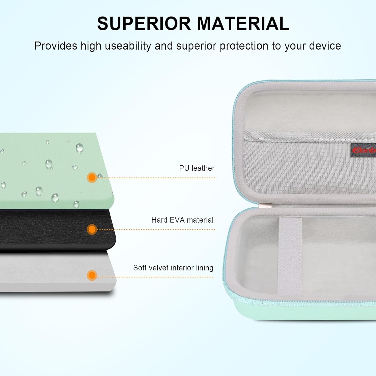 Elegant Light Green Carrying Case for SUPVAN E10 & Phomemo D30 Label Makers