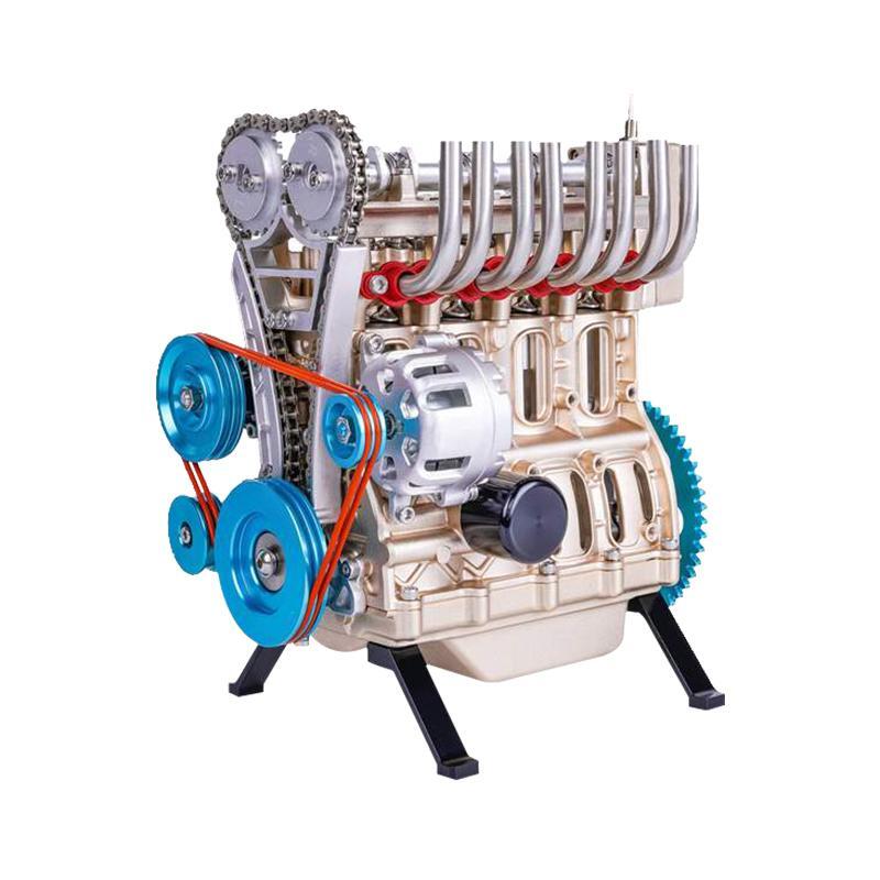 TECHING Metal 4 Cylinder Engine Car Mini Assembled Inline Engine Toy Decoration
