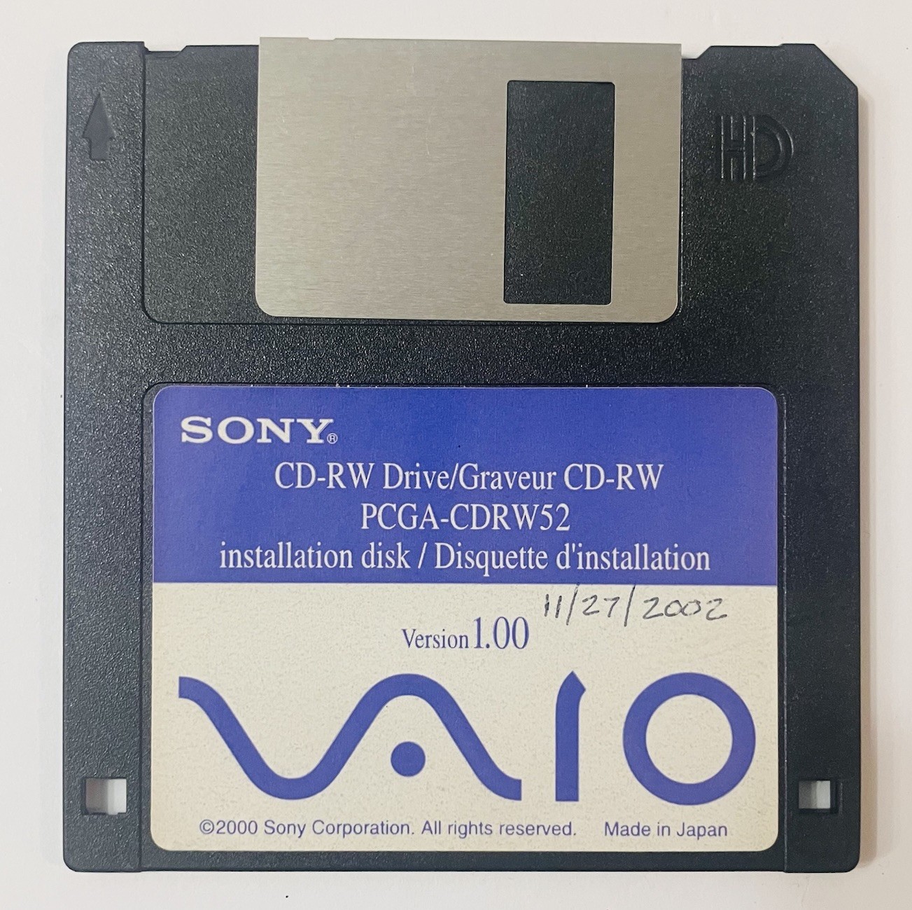 Sony VAIO PCGA-CDRW52 CD-RW Drive Installation Disk Software