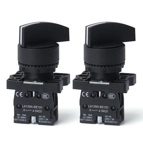 2PCS 22MM 2Position Selector Switch Momentary Rotary 2 Position Momentary