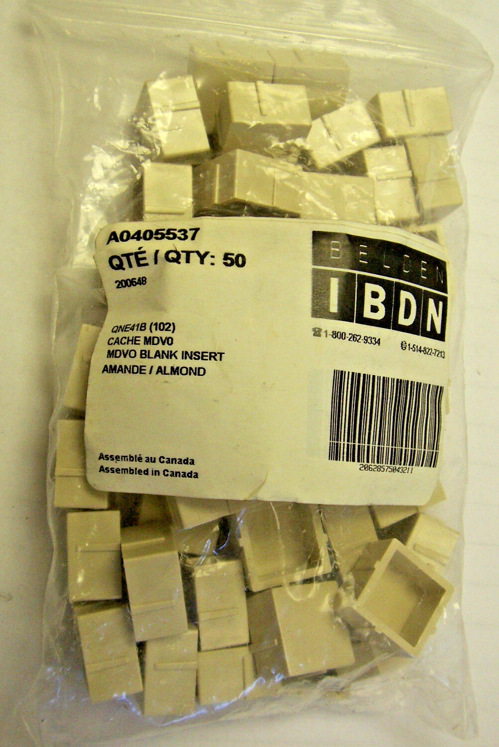 NEW BELDEN IBDN A045537 BLANK INSEERT FILER QTY OF 50 ALMOND COLOR