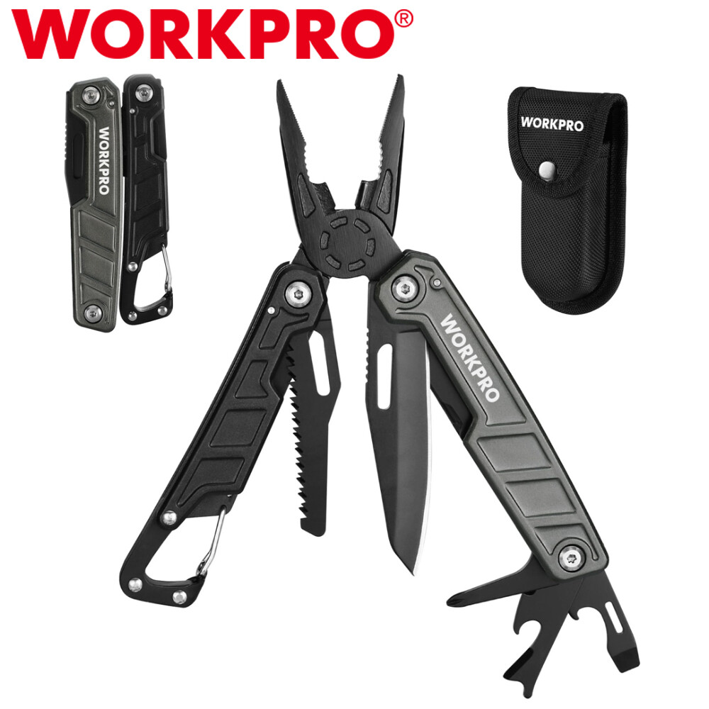 WORKPRO Multitool-11 in 1 Multitool Pliers Folding EDC Multi Knife w/Pocket Clip