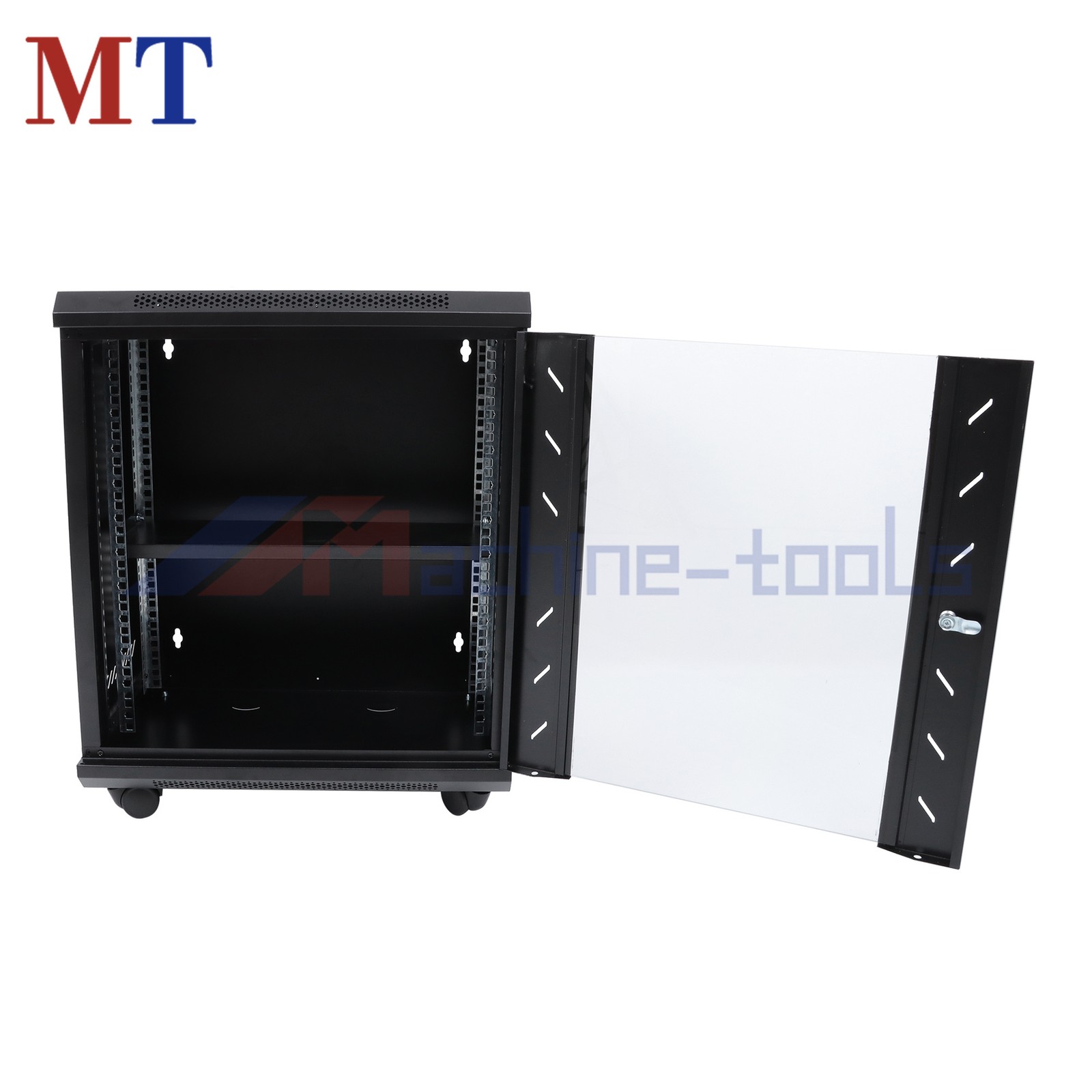 12U Server Enclosure 15.5in Deep, Locking Tempered Glass Front Door