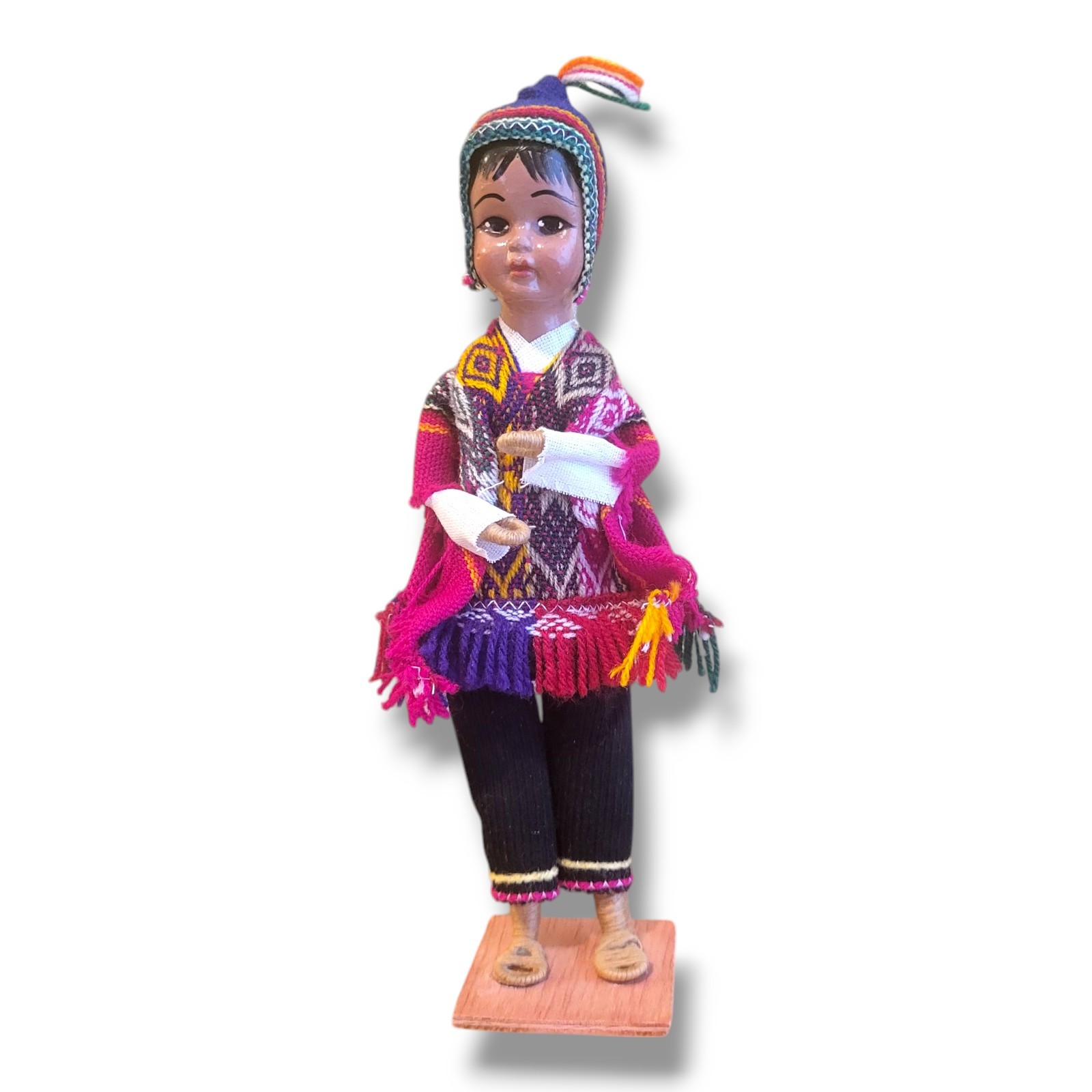 Vintage Handmade Peruvian Folk Art Doll 8.5" Tall