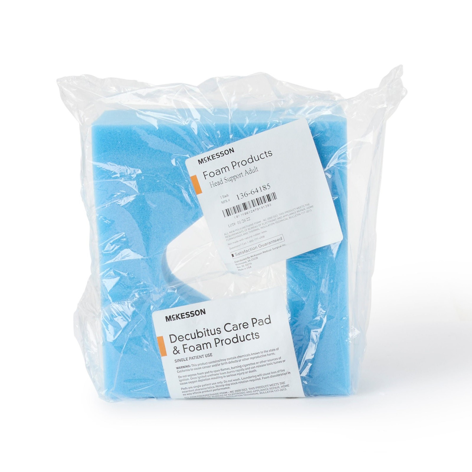 McKesson Head Positioner Blue Foam Bed Accessories 136-64185 - 1 Ct