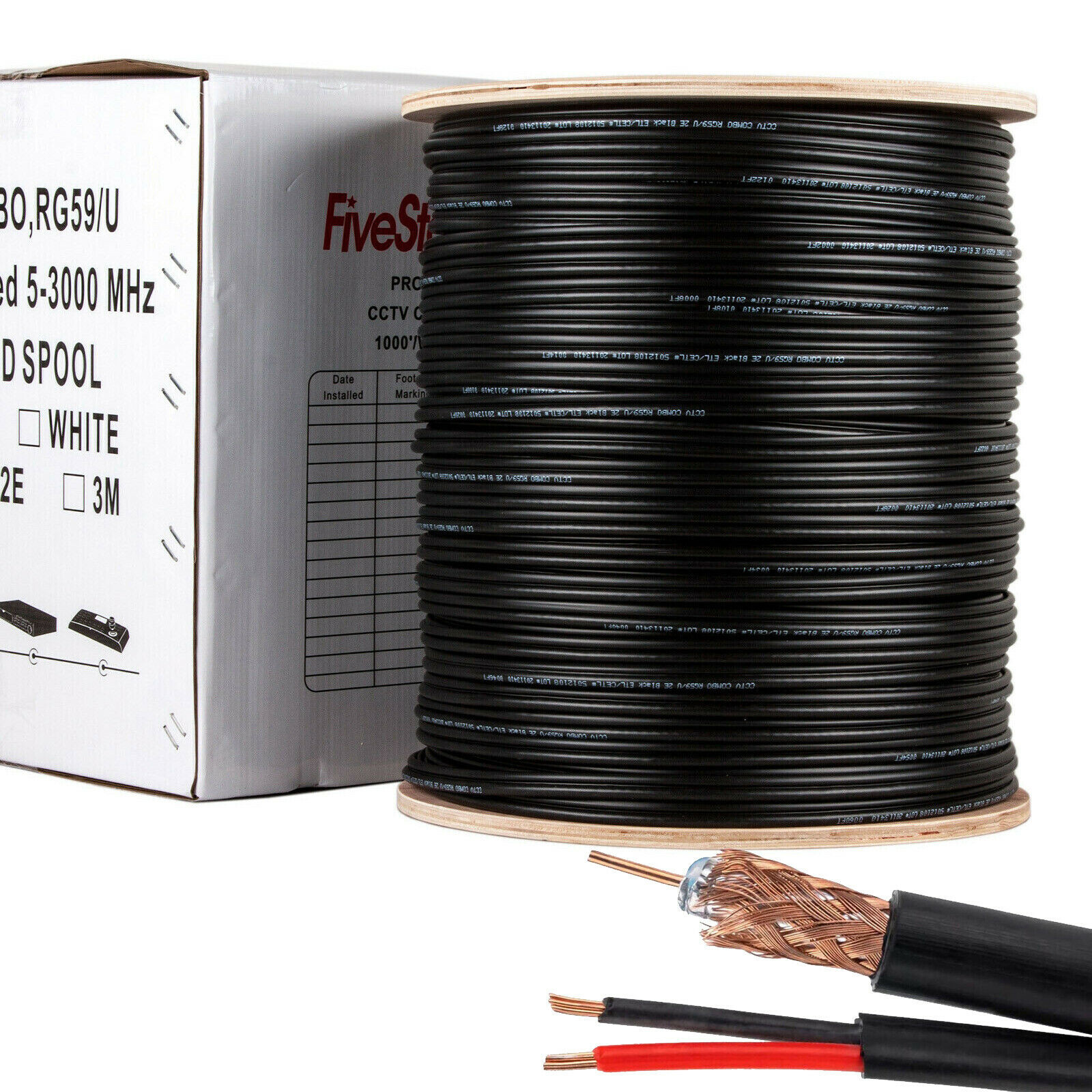 RG59 Siamese Coaxial Cable Camera CCTV 20AWG + 18/2 Security Power 500ft 1000ft