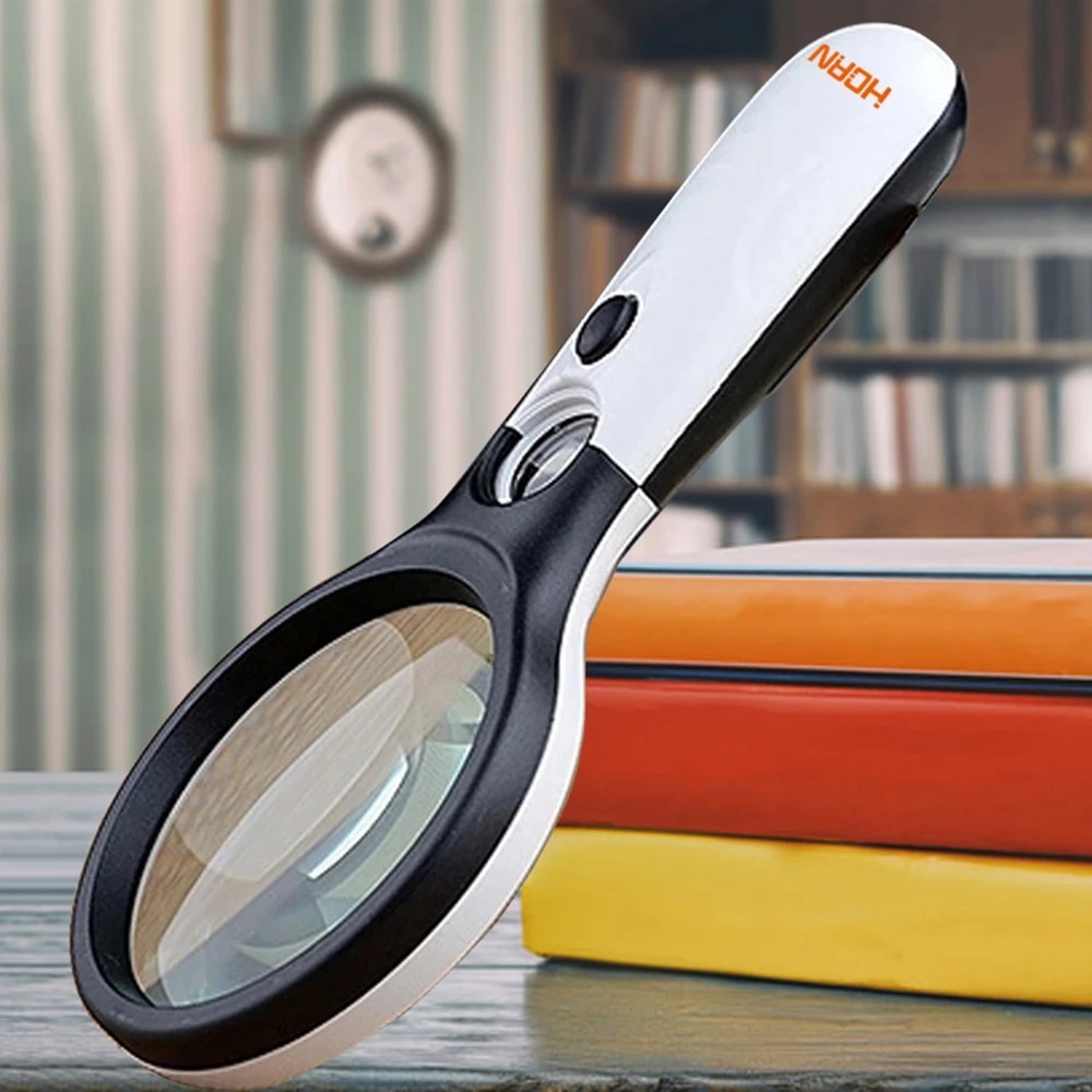 45X LED Magnifying Glass Handheld Jewelry Loupe Reading Magnifier with Light