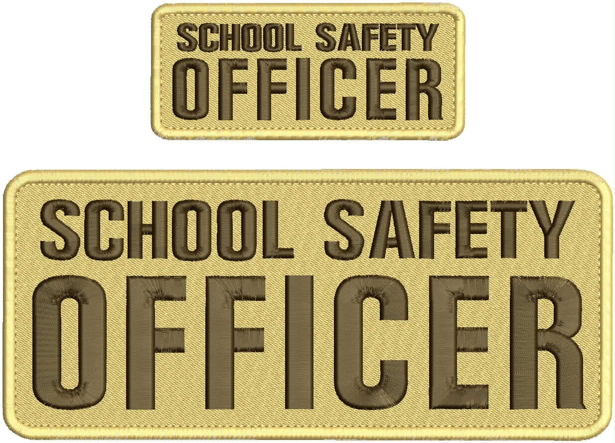 Collectible 2 Embroidery Patch ''School S O '' 4x10 and 2x5 Brown On Tan
